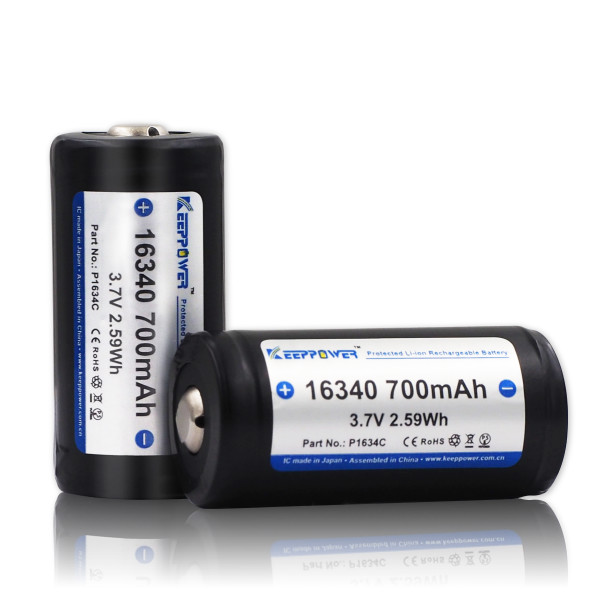 KeepPower P1634C protected 16340 3.7V 3.7v 700mah battery